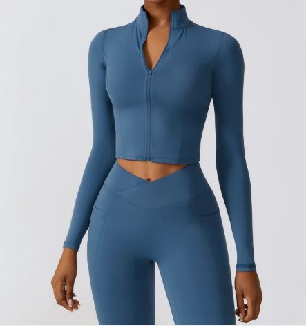 Long Sleeve Yoga Wear Coat with Zipper