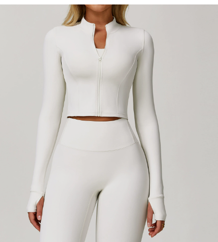 Long Sleeve Yoga Wear Coat with Zipper