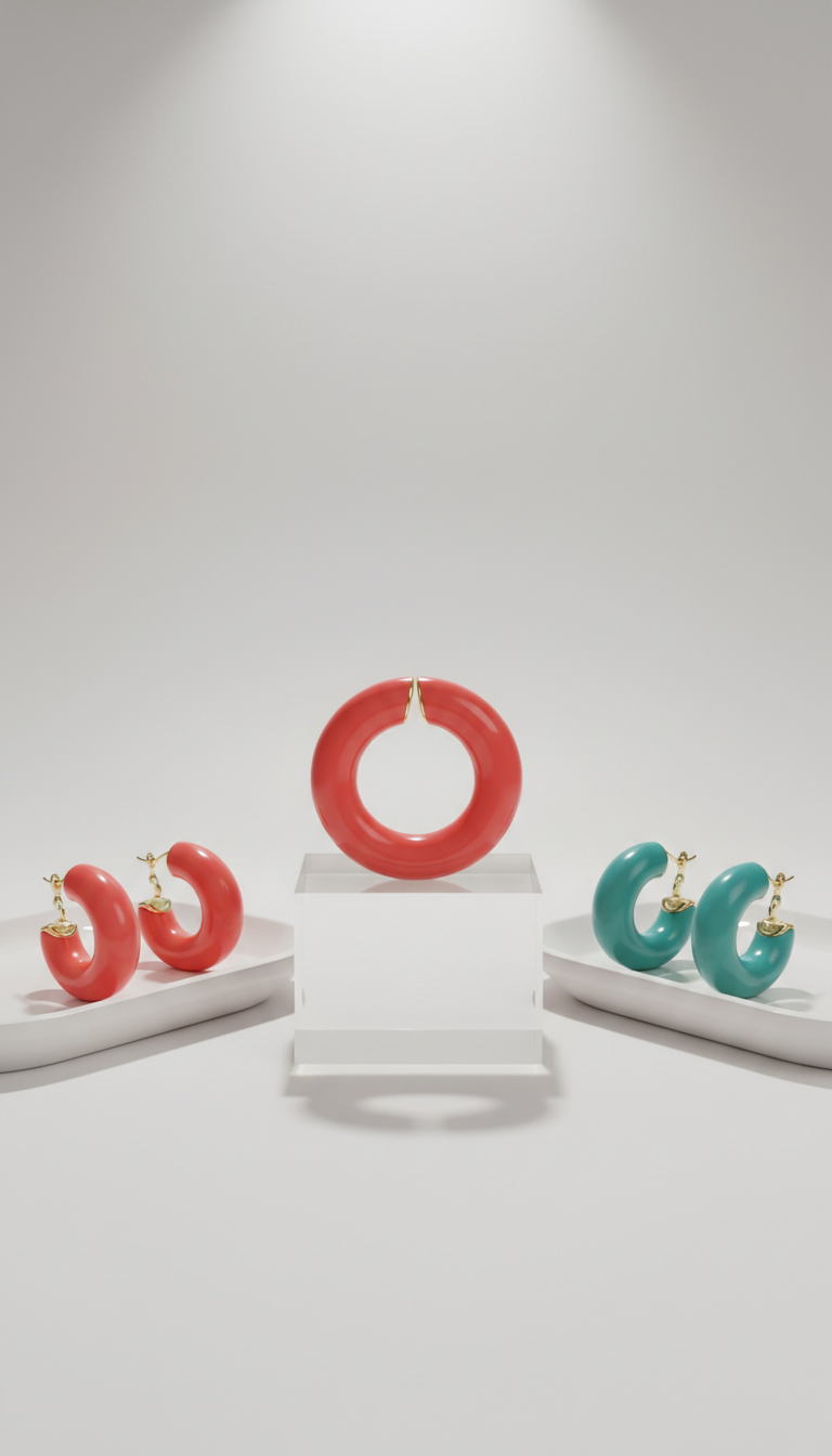 Aros gruesos de esmalte coral